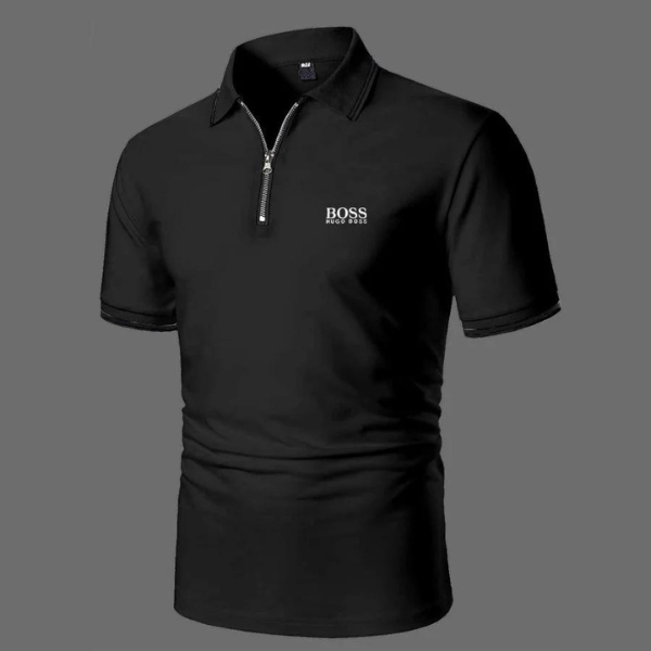 Business poloshirt med lynlås