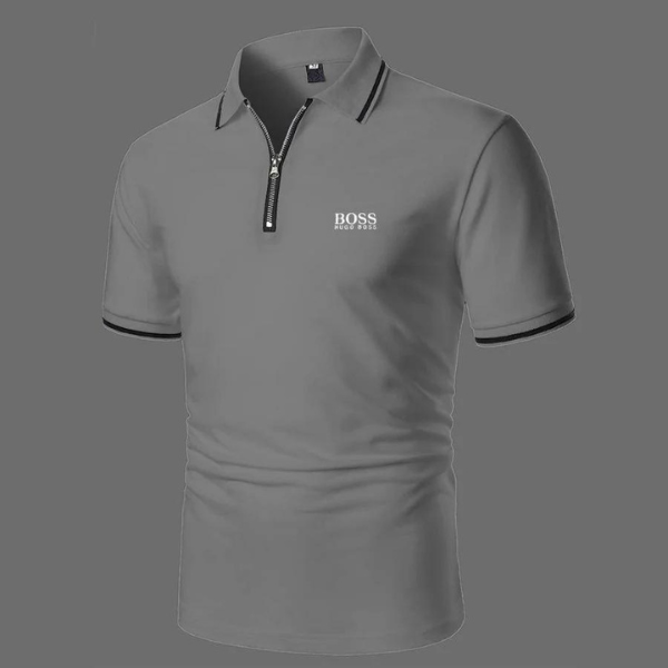 Business poloshirt med lynlås