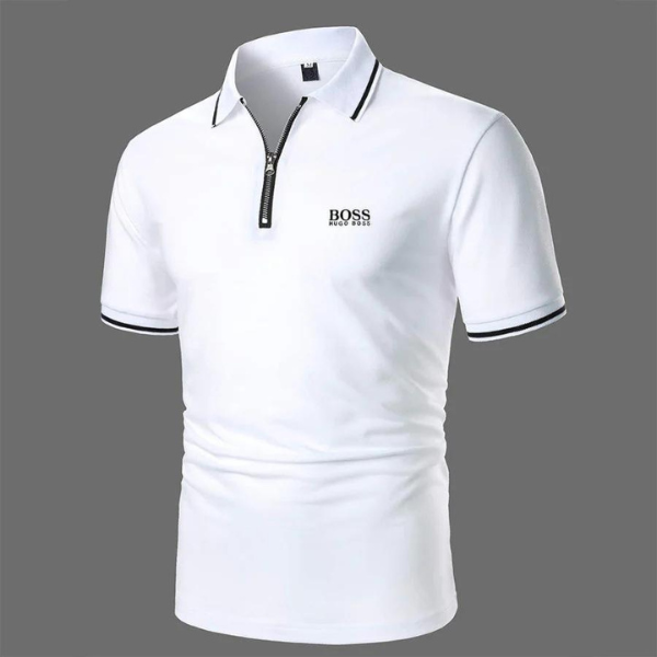 Business poloshirt med lynlås